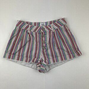 BDG Urban Outfitters Jean Shorts Womens Size 0 Red Green Striped 4 Buttons